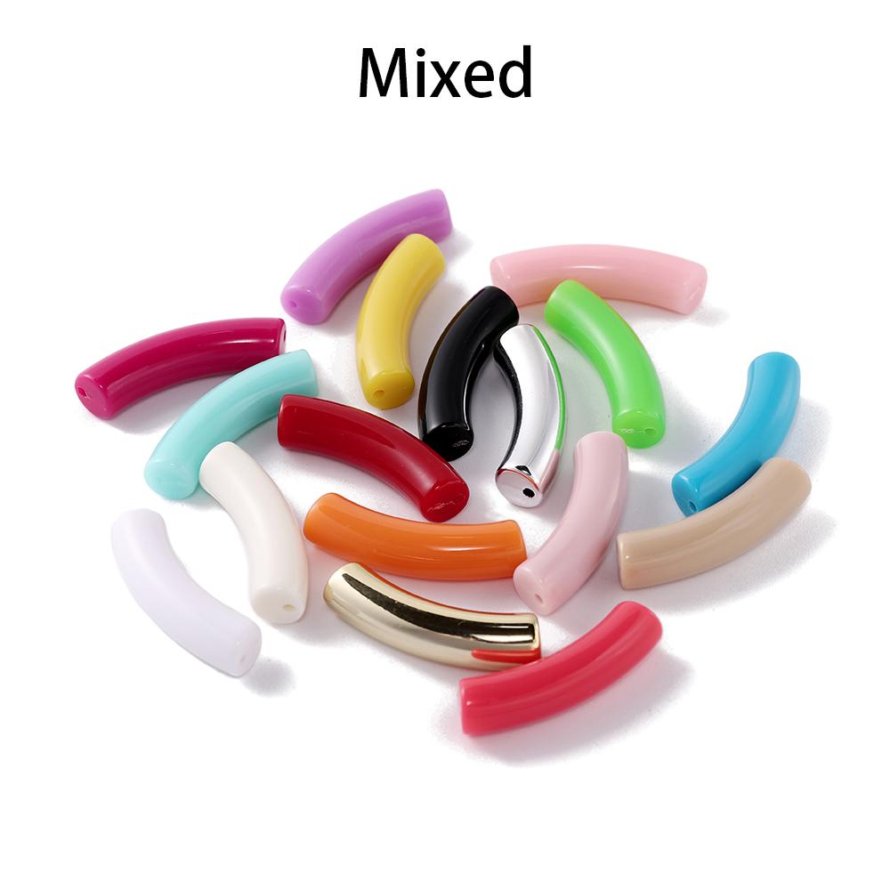 10pcs/lot 10*33mm Acrylic Beads Curved Tube Multicolor Loose Spacer Beads For Necklace Bracelets DIY Jewelry Making Accessories