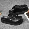 2026 New Men's Casual Slippers Autumn Winter Retro Comfortable Lazy  Black Leather Shoes for Indoor Platform Sandals Daily Use