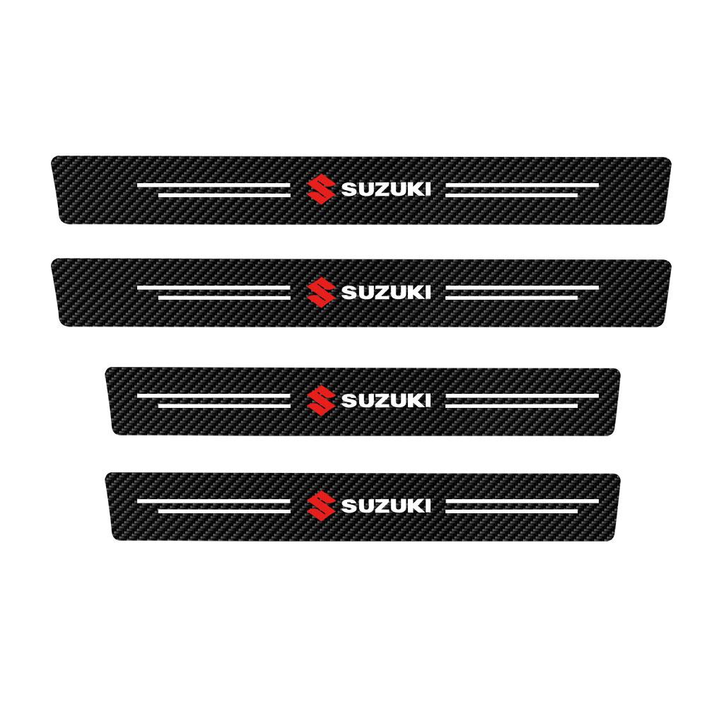 

Car Styling Carbon Fiber Door Sill Bumper Stickers Decorative Accessories For Suzuki Swift Jimny Vitara Samurai Baleno Alto SX4