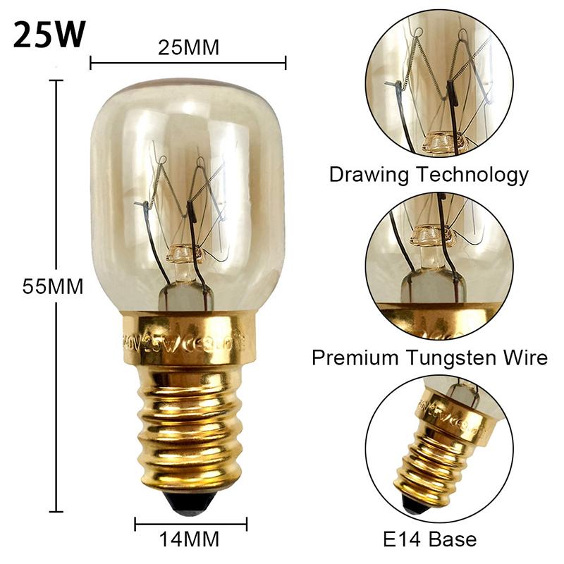 2Pcs 15/25W 220V E14 300 Degree High Temperature Resistant Microwave Oven Cooker Lamp Salt Light Bulb Lighting Bulb