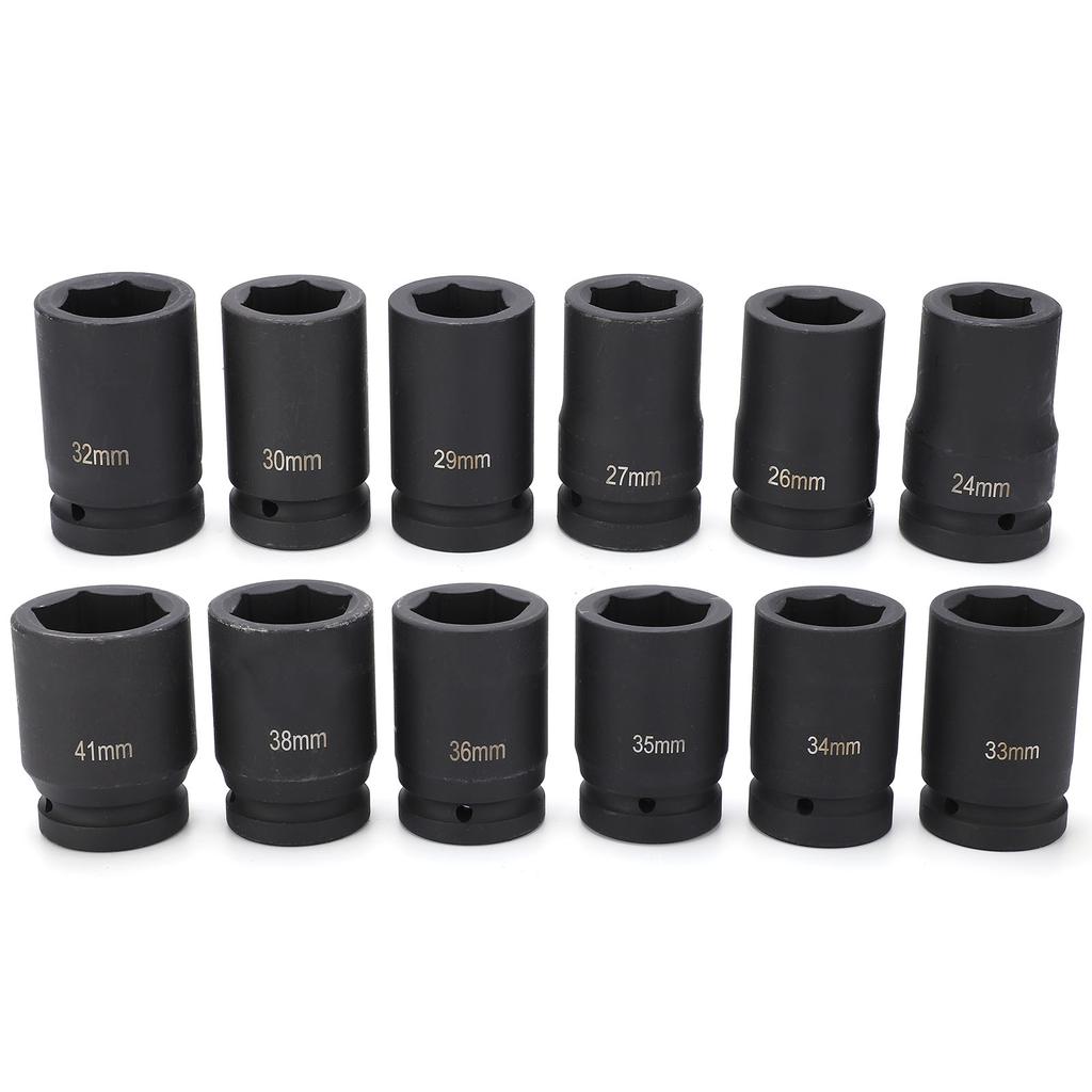 12pcs 1 Inch Durable Drive Deep Impact Socket Set 24 41mm