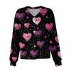 Women's Fashion Short Jacket Casual Long Sleeve Valentine's Day Printed Single Breasted Plush Top
