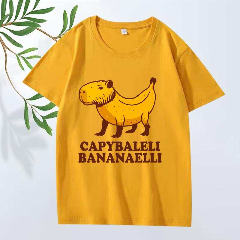 Camiseta Casual Feunisexina Italiana Brainrot Banana Capybara Mee Prendas De Gran TamañO