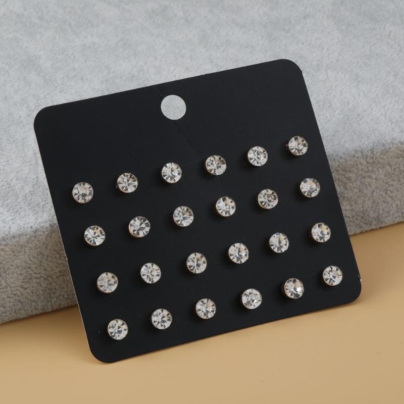 Wind paper card stud earrings niche diamond earrings versatile combination card jewelry set female pearl