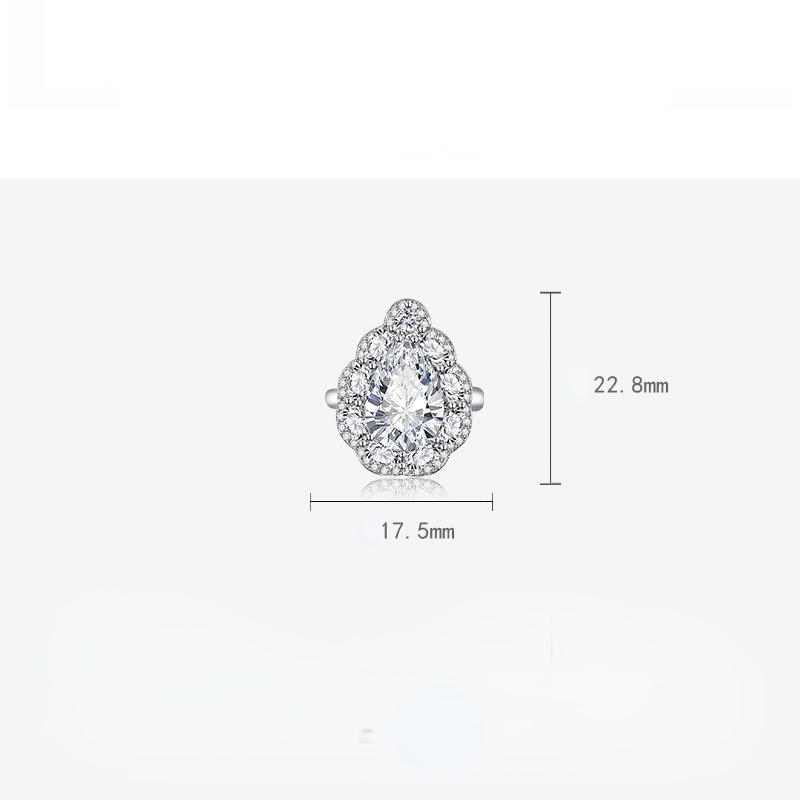BELLA BOX Drop Shaped Opening Resizable Rings For Women Zircon Engagement Party Fine Jewelry Gift