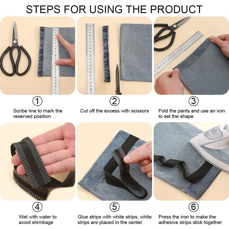 No-Sew 1-5M Self-Adhesive Hemming Tape Iron on Trousers Edge Shortening Tape for Jeans Pants DIY Repair