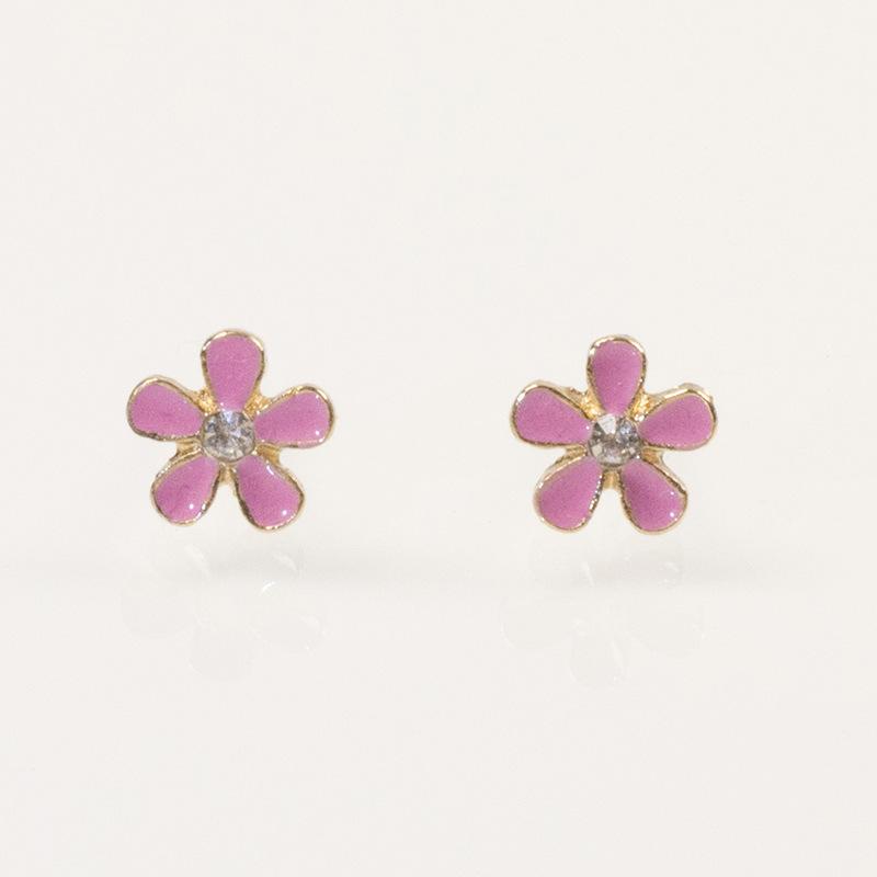 Silver needle small fresh pink daisy flower pearl fringed earrings in Internet celebrity temperament five-petal flower stud earrings