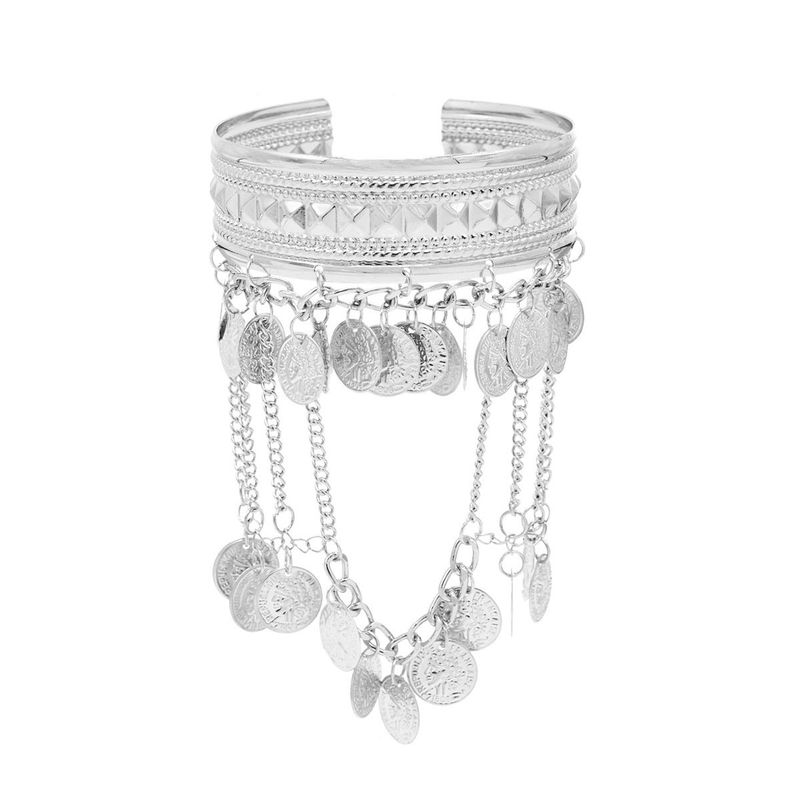 European and American National Style Tassel Coin Open-Ended Bracelet Arm Bracelet Fashion Stylish Metal Armband Praise Niche Style Photo