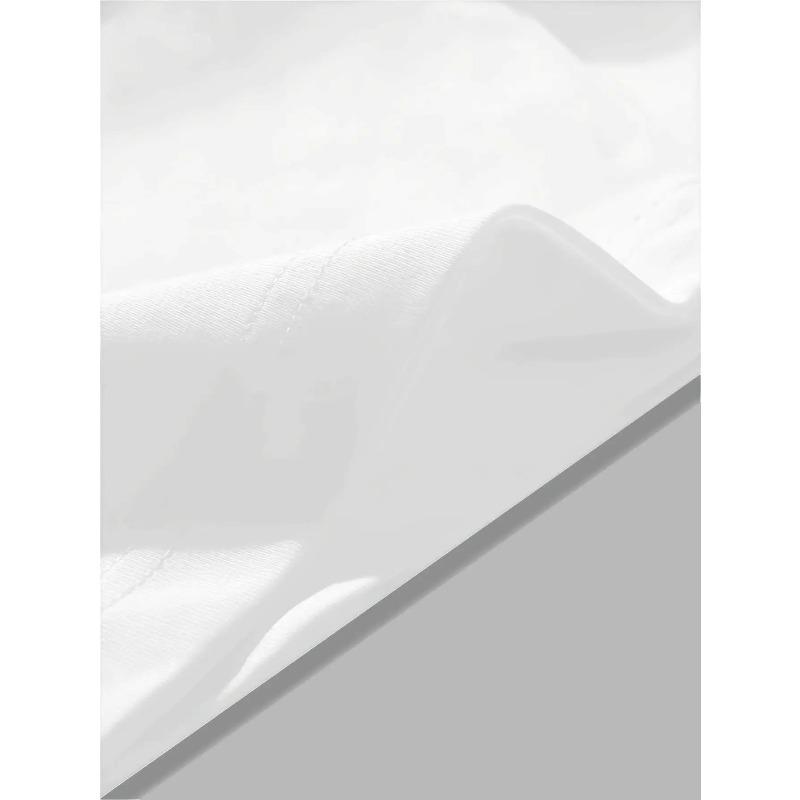 European sizes Men's  T-Shirt- Black with White Geometric Print, Breathable Stretch Fabric, Regular Fit Short Sleeve Casual Wear, Fashionable Design