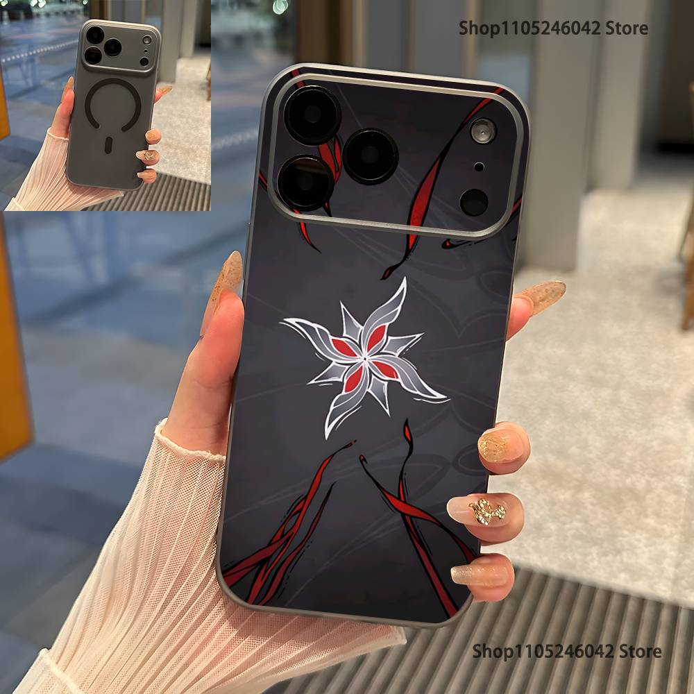 

G-Genshin Impact Арлекино Ударопрочный Прозрачный серый Чехол для телефона Для iPhone 17,16,15,14,13,12,11Pro,Max,Plus, Магнитная зарядка iPhone17