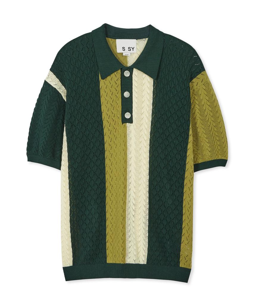 SSY Flower Garden 3-Pattern Half Knit Pique Green