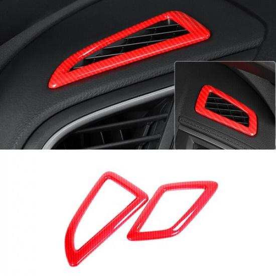 Dashboard L&R Air Outlet Vent Cover  For Honda Civic 10th 16-21 Red Carbon Fiber