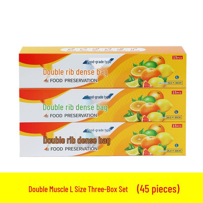 Food-Grade Double Rib Fresh-Keeping Storage Bags for Refrigerator - Thickened for Refrigeration and Freezing