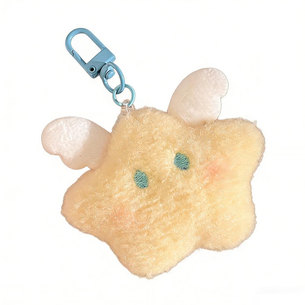 Cartoon Plush Star Pendant Good Luck Star Moon Keychain Key Ring Bag Hanging Charms Girls
