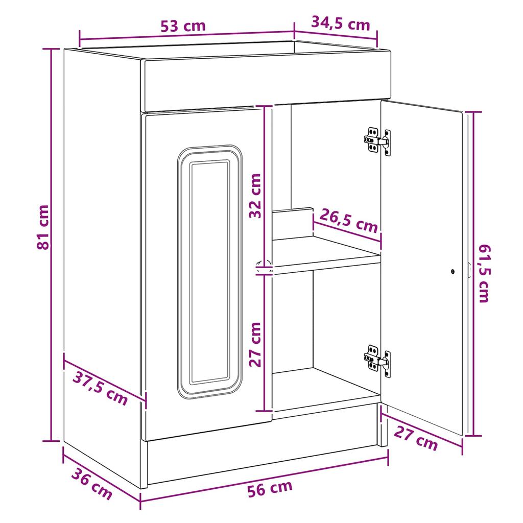 Bathroom Furniture Set Concrete Grey 56 x 37.5 x 81 cm Particleboard