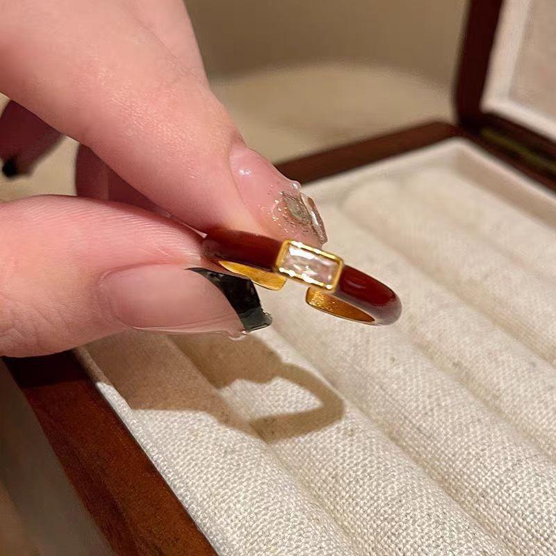 Ma Jin Caixin Retro Red Ring Collection Light Luxury Fashion Versatile Daily Stacking Open Ring