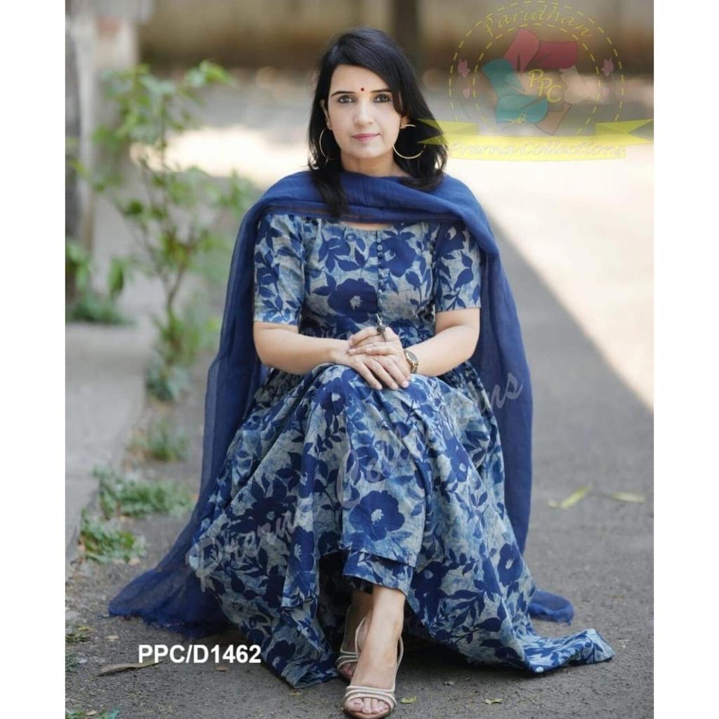 Print Anarkali Designer Kurta Pant Dupatta Set Women Party Wear Top Tunic Kurti SC-2321