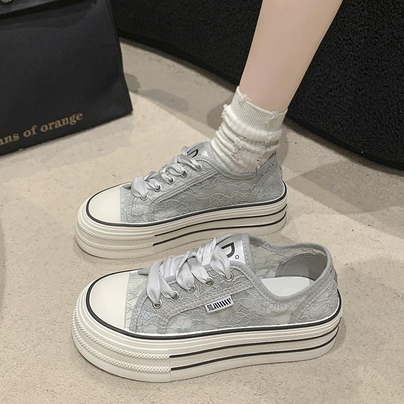 Thick Bottom Mesh Shoes Women Fashion Bling Platform Vulcanized Sneakers Designer Summer Casual Sports Canvas Trainers Footwear