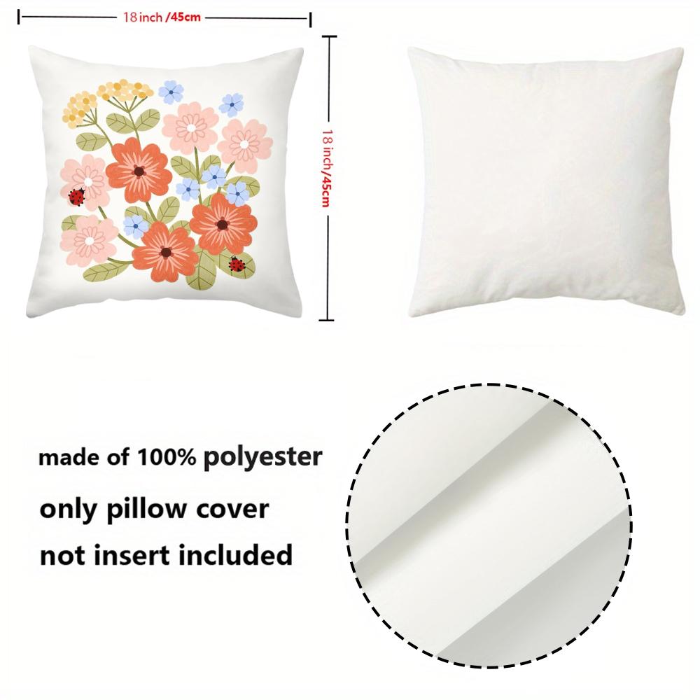 1 Pieces Floral Ladybug Print Square Throw Pillow Covers Pattern Cushion Cover Suitable For Sofa Bedroom Car Pillow Cover