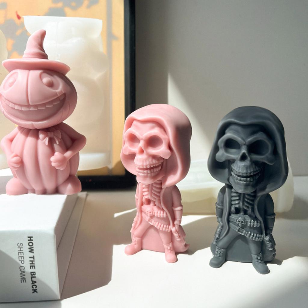 Skull Candle Silicone Mold DIY Plaster Resin Soap Making Pumpkin Aromatherapys Candle Mould Handmade Decor