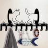 Cat Shaped Key Holder Wall Hook, Cute Hanging Coat Rack for Pet Leash Storage Handcrafted Iron Art