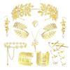 Set de Bijuterii Elegant pentru Mireasă: Diademă Metalică cu Frunze și Flori și Cercei cu Perle