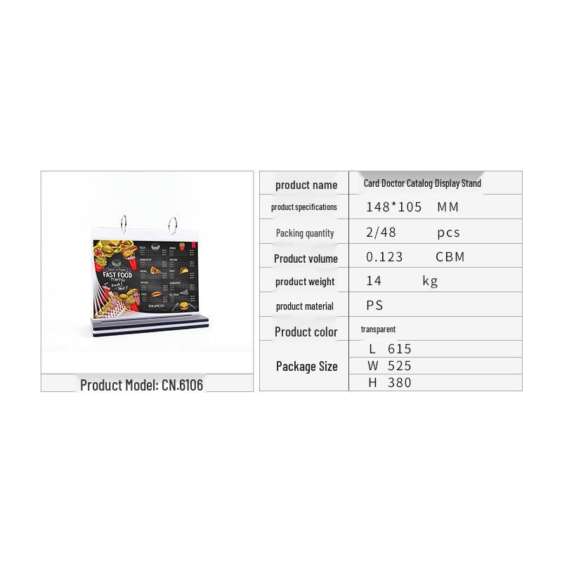 Card Doctor Acrylic Flip Page Table Sign: High-Definition Pull-Out Menu and Product Display for Wine & Drinks