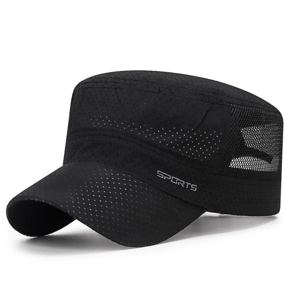 

Mesh Flat Peaked Cap Solid Color Men’s Sun Hat Fashion Flat Top Hat Men чорний