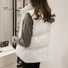 Winter Cotton Vest Women Single-breasted Stand Collar Padded Thicken Solid Color Waistcoat Keep Warm Neck Protection Sleeveless for Outdoor