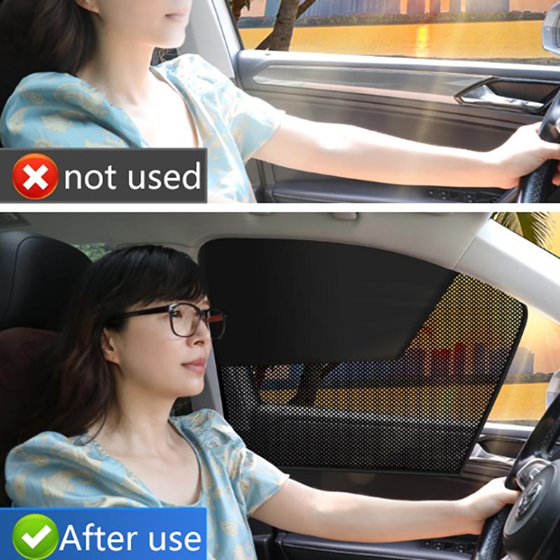 4Pcs Magnetic Car Priavcy Curtains Light Blocking Car Net Sun Visor Summer Protective Window Shade For Car Camping Napping Sleep