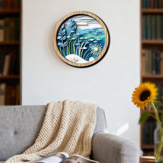 Quadri Decorativi da Parete in Legno, Arte Decorativa Stile Intaglio su Carta 3D per Camera da Letto Soggiorno Ufficio, Appendi Parete Impermeabile con Texture Stratificata per Casa