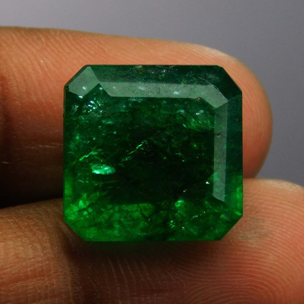 Natural Green Emerald Loose Gemstone Colombian 11 Ct Square Cut for Jewelry Making and Crafts