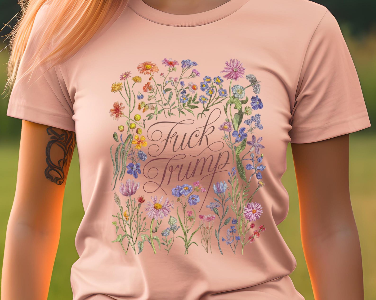 Floral Anti Trump Shirt, Fuck Trump Tee, Feminist Anti Trump Shirt, Feminism, Anti MAGA Trump Shirt, Anti Maga Shirt Anti Trump Gift T-Shirt 4XL