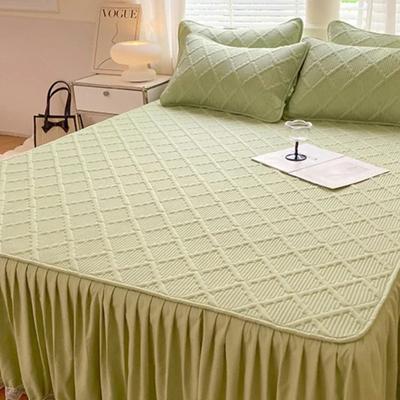 Gonna da letto in cotone antiscivolo tinta unita, lenzuola con angoli minimaliste moderne, copriletto grande e copriletto delicato sulla pelle