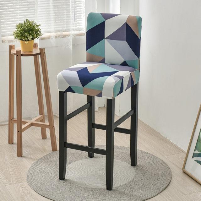 Elastic Short Chair Furniture Cover Spandex Fabric Printed Bar Stool Seat Covers Chair Protector Slipcovers For Cafe Dining Space Kitchen Washable