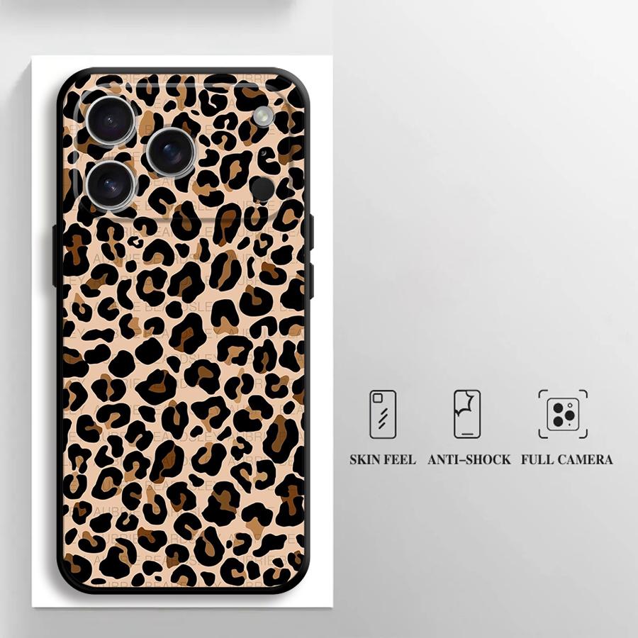 Leopard Print Funda Phone Cover Case for Apple iPhone 17 Pro Max 14 16 13 15 Pro 7 8 11 12 Air XR XS MAX