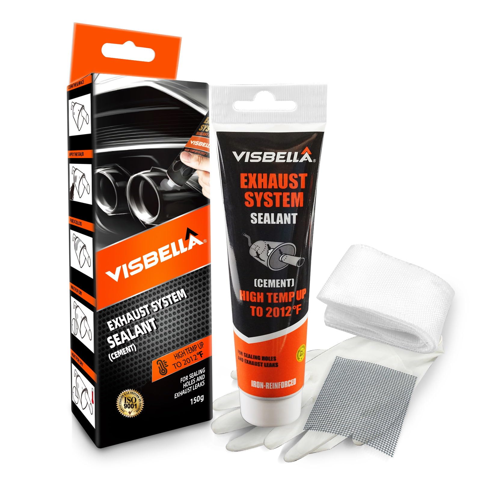 

Visbella Muffler Putty, 5.3 oz (150 g), Metal Putty, Heat Resistant Temperature 232°F (1,100°C),