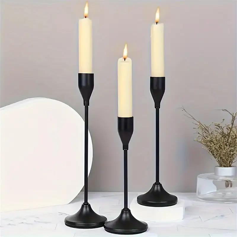3 Peças/Conjunto Minimalista Estilo Retrô Metal Suportes para Velas Castiçal Moda Casamento Mesa Suporte para Velas Castiçal Exquisito Tabe