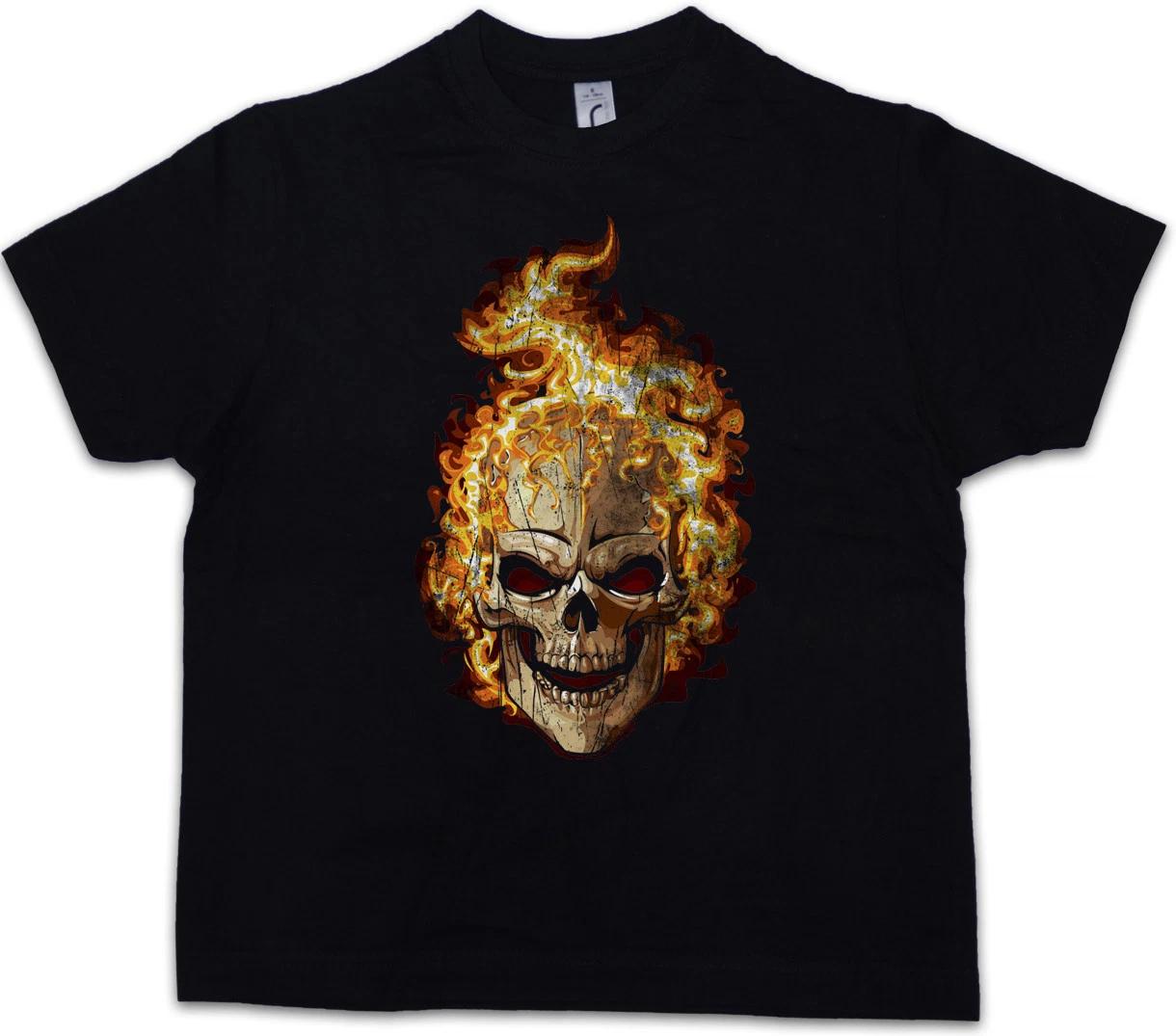 BURNING SKULL II Kids Boys kids boys T-Shirt Dead Tattoo Art Rockabilly Skeleton Artist 100