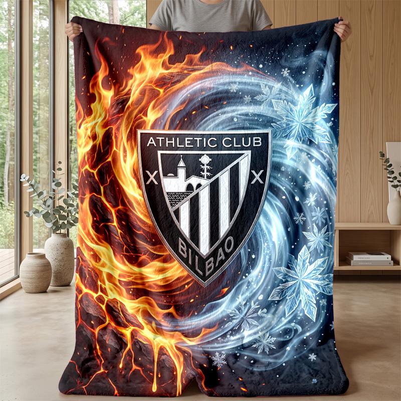 Athletic Bilbao Football Print Flannel Blanket, Soft Warm Lightweight Throw Blanket for Sofa Bed Camping