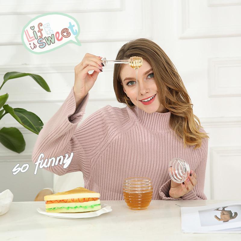 Honey Jar Large-Capacity Transparent Glass Honey Jar With Stirring Rod And Cover Honeycomb Shape Honey Containers Suitable