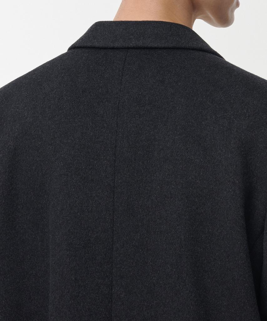 Musinsa Standard Cashmere Blend Daddy Shoulder Single Long Coat [Charcoal Grey]
