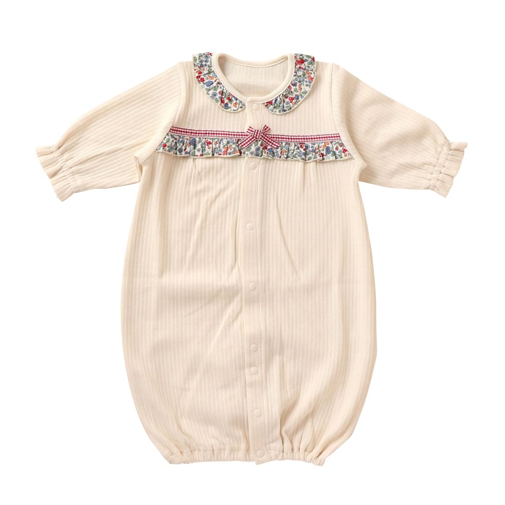 

Крем де Коко в Мини Кабельном Блистере Газонный Цветочный Принт Ластовица Новорожденный Ребенок Милый Бантик Гингем Детская Одежда Хлопковый Материал [Сделано в Японии] & Двусторонний слоновая кость