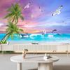 Sea View Wallpaper Modern Beach Sea View Mural Living Room Tv Sofa Hotel Beach Wallpaper Decoration