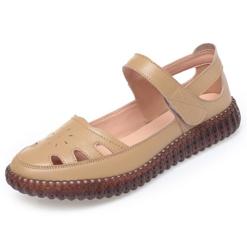 

Fashion AIYUQI 2025 new women s sandals Flat-soled non-slip hollow women shoes Summer large-size female sandals 35 хаки