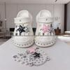 Xiaohongshu Style Pearl & Star Shoe Charm Set - Removable DIY Accessories In Black and Pink