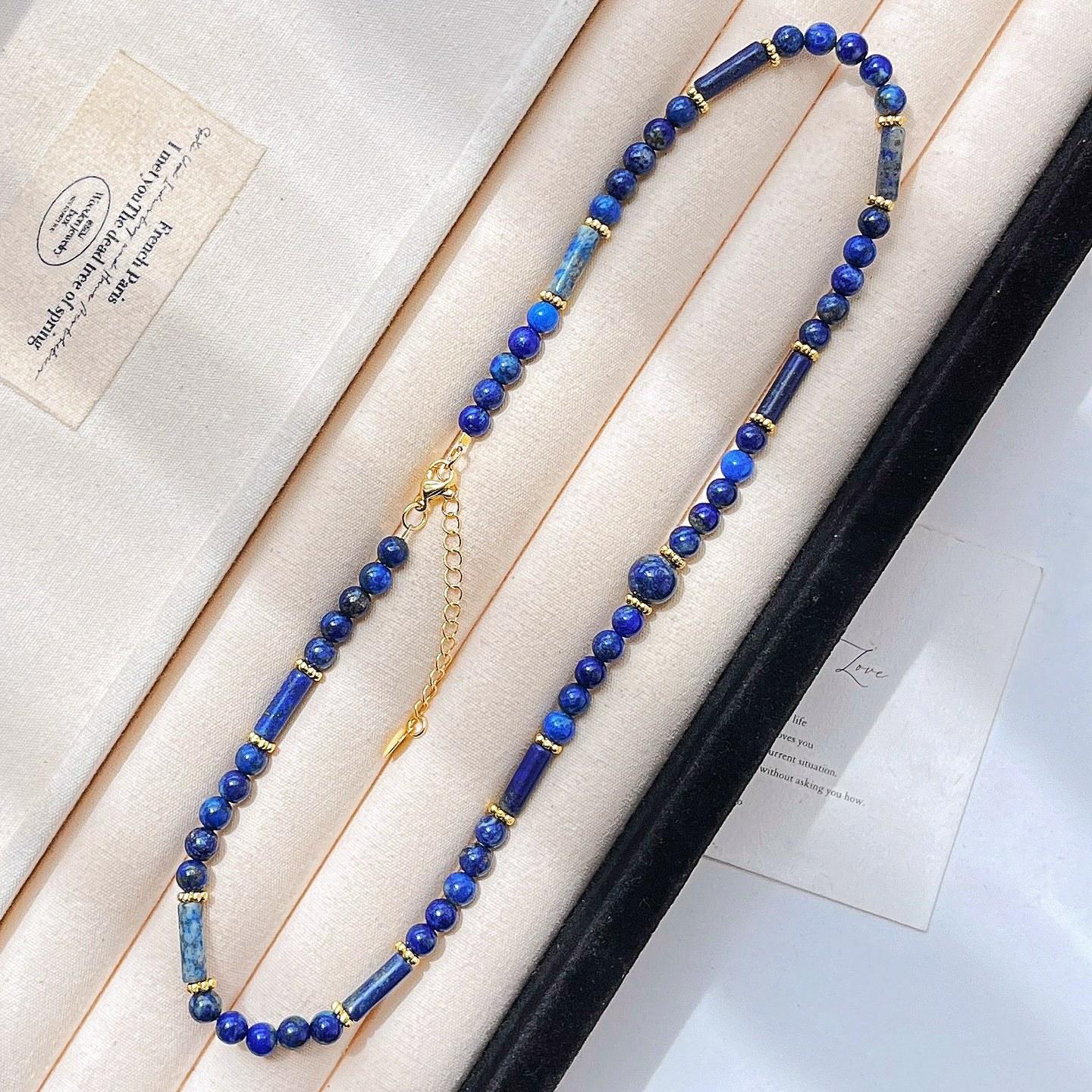 High Quality Natural Lapis Lazuli Gypsy Collarbone Chain Necklace For Women