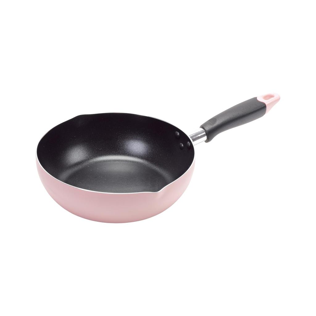 Pearl Metal 24cm Deep Frying Pan, IH Compatible, with Measuring Marks (500cc-1500cc), Non-stick Coating, Suitable for Deep Frying and Ready-made