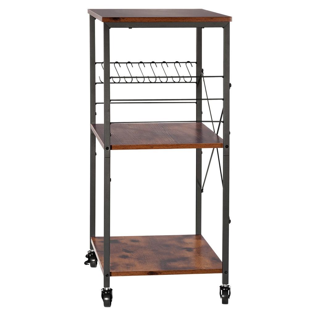 Kitchen Utility Cart, 3 Tier 60 Cm Microwave Stand Coffee Cart, Heavy Duty Storage Rack, Service Trolley On Wheels, Industrial Rolling Work Table with