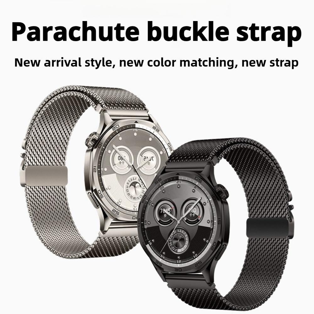 20mm 22mm Titanium Parachute Buckle Strap for Huawei Watch GT5 5Pro GT4 3 2e 46mm Luxury Milanese Bracelet for Samsung Galaxy Watch 7 6 5 4 Metal Band